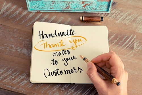 Handwritten thank you notes may be more effective than digital communications.