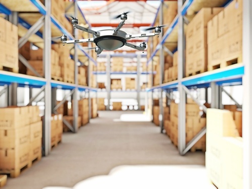 Wal-Mart uses drones to count inventory in warehouses.