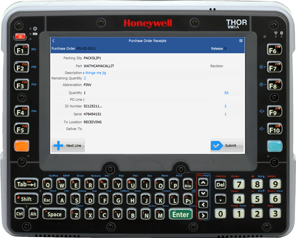 Honeywell's Thor VM1A vehicle-mount device running RFgen software.