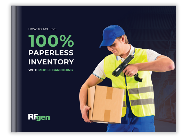 cover of RFgen Software white paper How to Achieve 100% Paperless Inventory with Mobile Barcoding